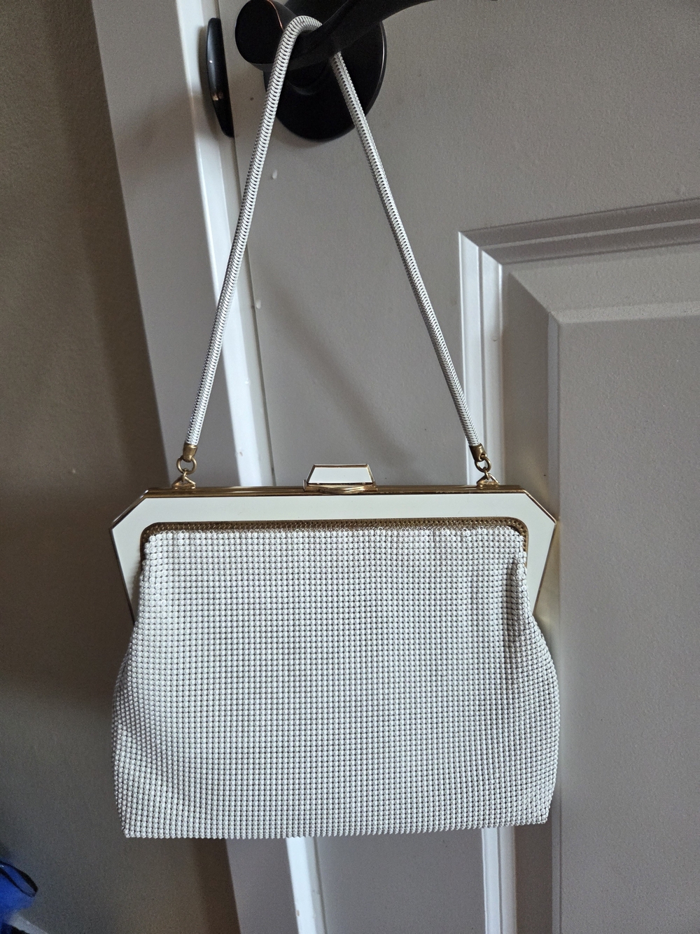 VINTAGE Oroton Ivory Evening Clutch with Gold Frame